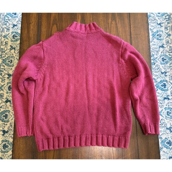 Vintage Classic Elements Cable Knit Sweater Mock Neck Red Thick Acrylic Petite M - Picture 7 of 7